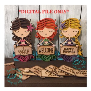 Freestanding Mermaid Trio with Interchangeable Signs