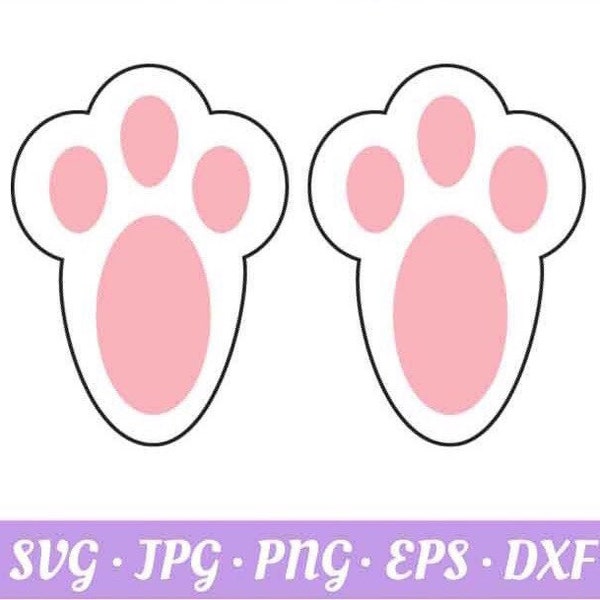 Bunny Feet SVG Jpg, Png, Eps, Dxf with colored layers.