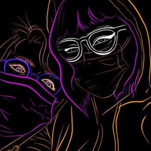 Aangepaste Lineart Tekening Digitaal Minimalisme Neon Group Picture Art For Friendship Profiel Foto's Iconen Logos Artwork