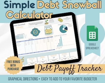 Simple Debt Snowball Calculator, Debt Planner, Debt Free Planner, Debt Payoff Spreadsheet Template, Debt Budget Planner,Google Sheets Budget