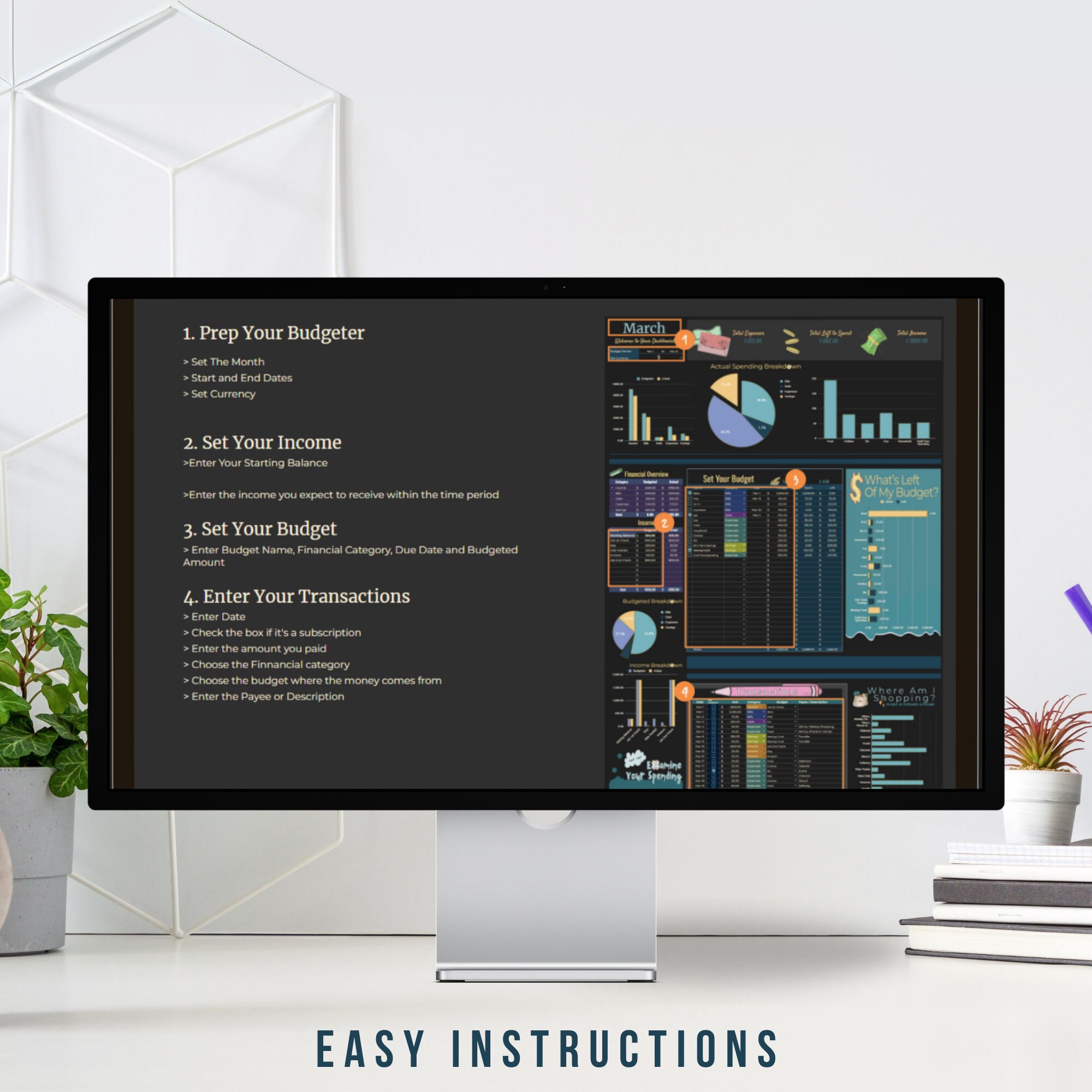 Dark Mode - Monthly Budget Spreadsheet - Debt Payoff Edition, Budget ...