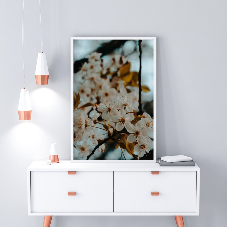 DIGITAL DOWNLOAD Minimalistic Art White Plant Digital Print Contemporary Art Flower Art Decor Modern Art Tropical Art Decor