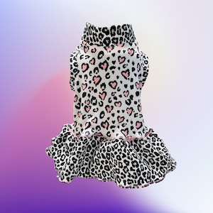 LEOPARD HEART DRESS For Small Dogs*Summer Dress for Small Dogs*Lightweight Stretch Dress for Chinese Crested*Handmade Yorkie Dress*Girl Dog