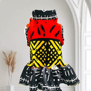 MUDCLOTH PRINT DRESS For Small Pets, Handmade Ethnic Print Dog Clothes
