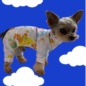 CARING BEARS JAMMIES for Small Dogs*Cotton Lycra Onesie for Small Dogs*Spring Dog Clothes*Yorkie Jammies*Chinese Crested Onesie