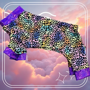 KALEIDOSCOPE KITTY ONESIE*Cotton Spandex Pajama for Small Dogs*Colorful Dog Jumper*Handmade Dog Apparel*Stretch Pet Clothes*Small Pet Wear