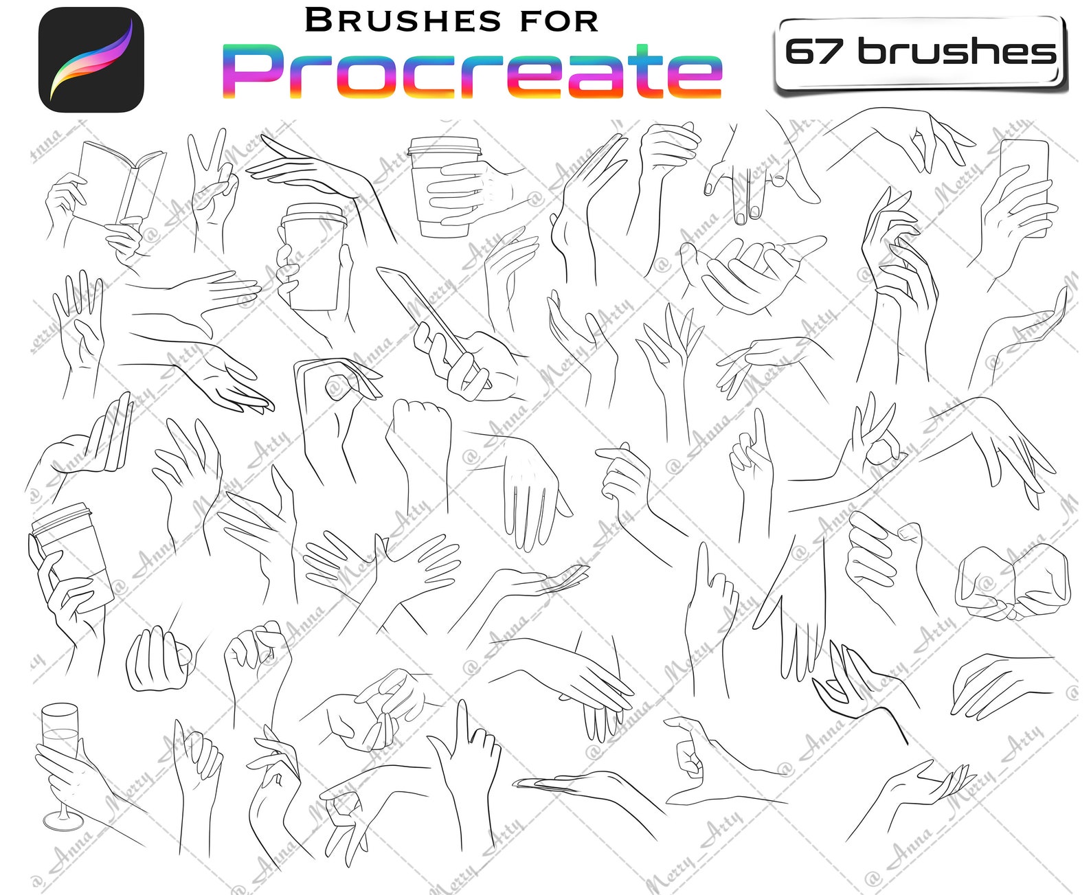 Procreate womens hands brushes Procreate stamp Fashion Etsy