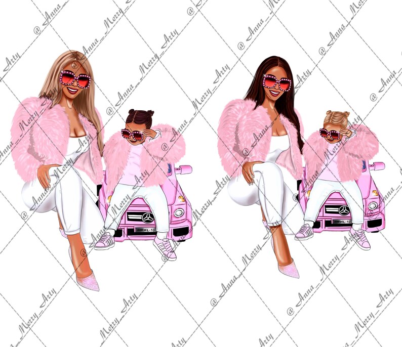 Cool girls clipart Fashion illustration Girls clipart fashion clipart Mom and daughter clipart Digital illustration