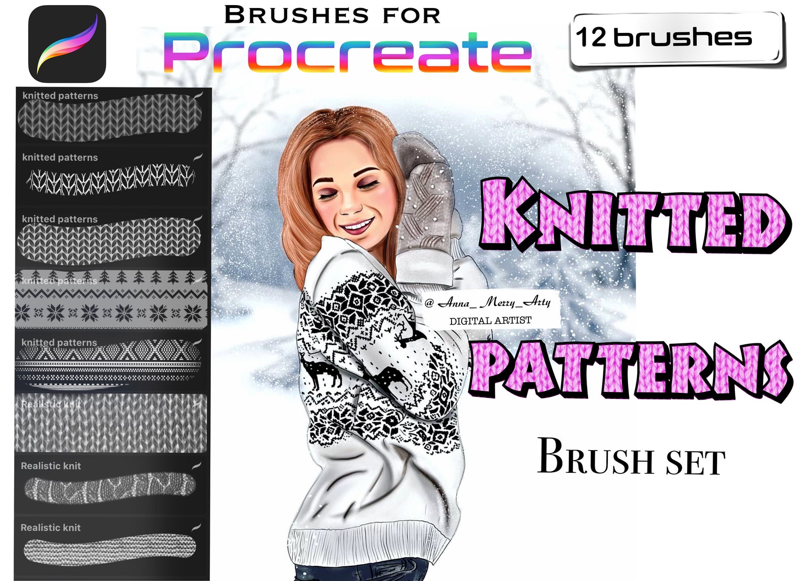 Procreate knitted brushes Procreate brush set Clothes Etsy