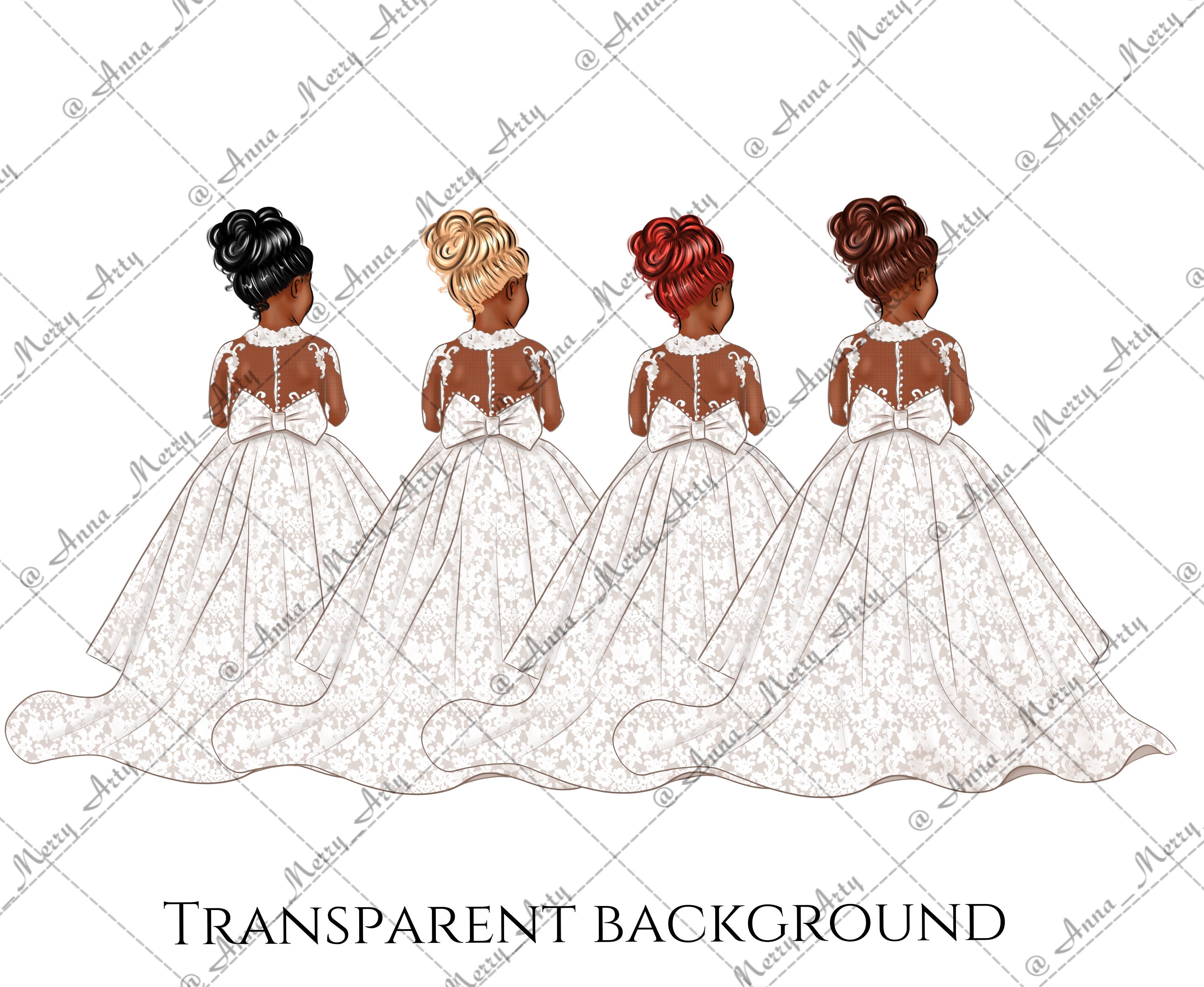 Princess clipart Little girl clipart Girl in white dress Etsy