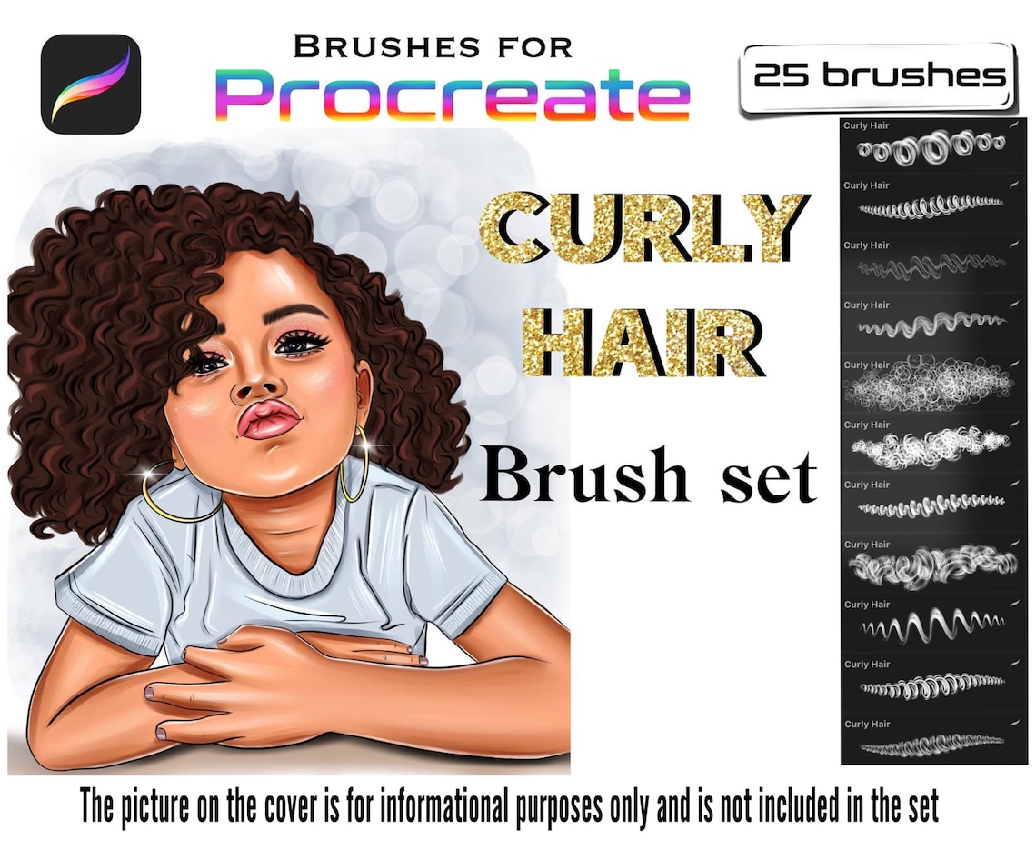 Procreate brushes Curly Hair Procreate brush set Hair Etsy