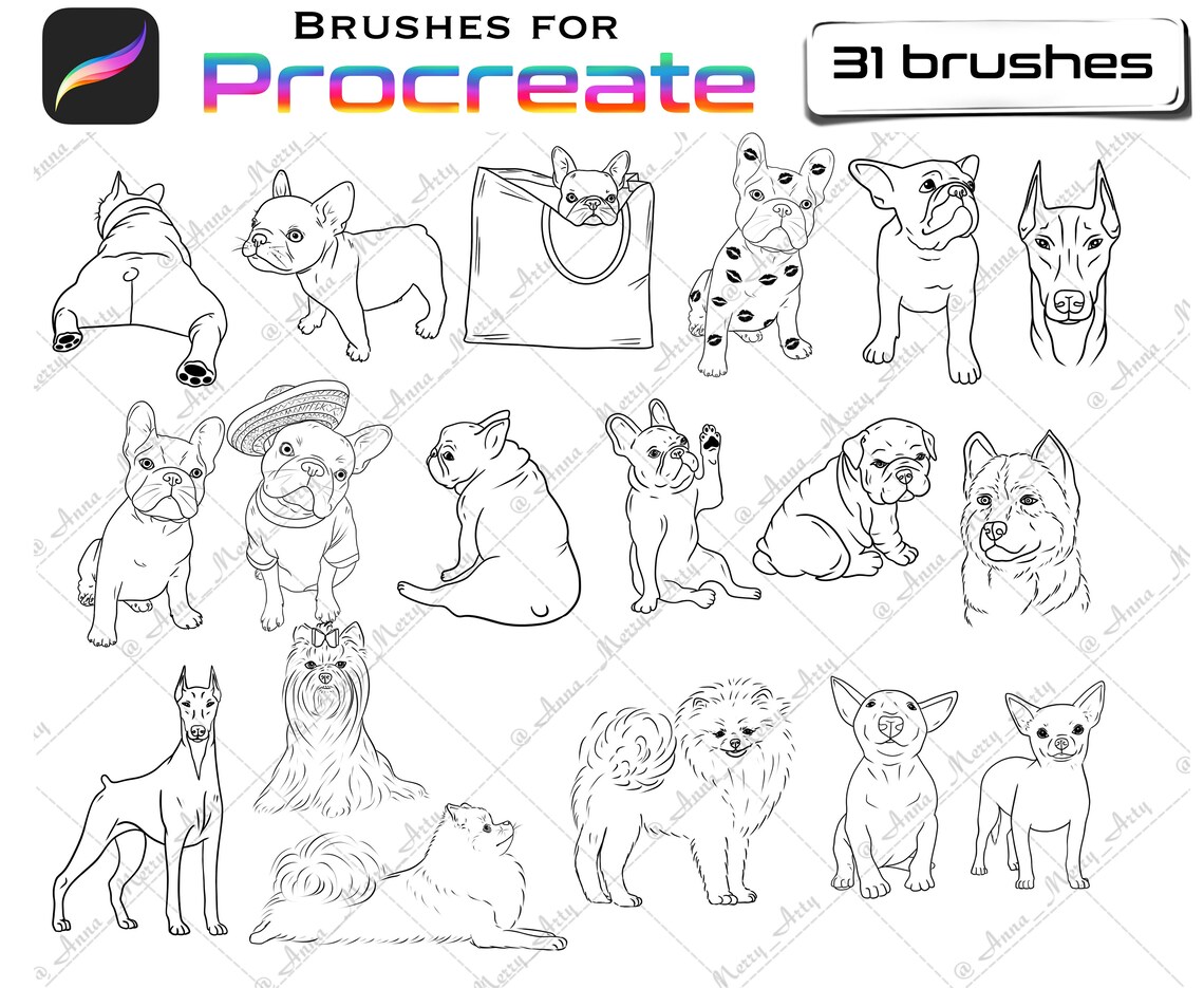 Dogs brush set Procreate Animals brushes Pets brushes Etsy