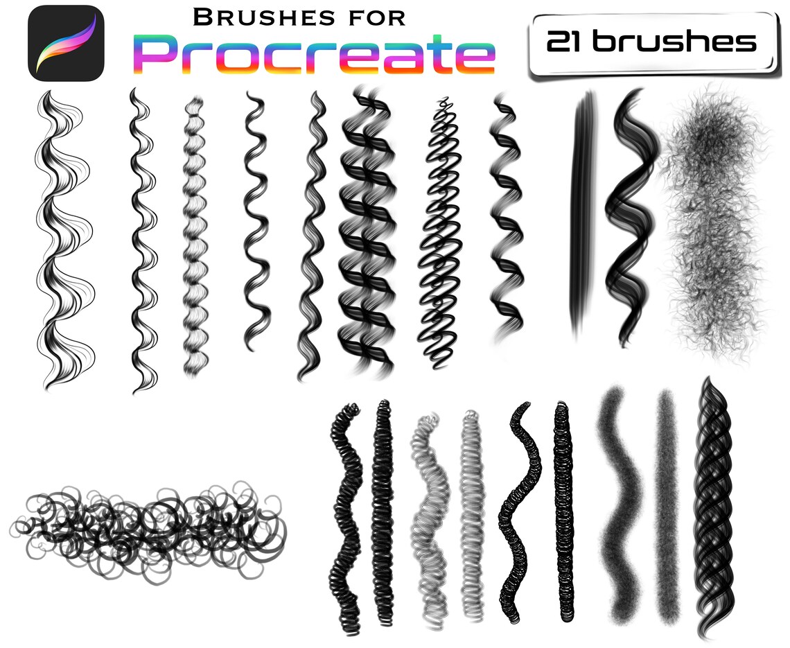 Curly hair Procreate brushes Dreadlocks Procreate brushes Etsy