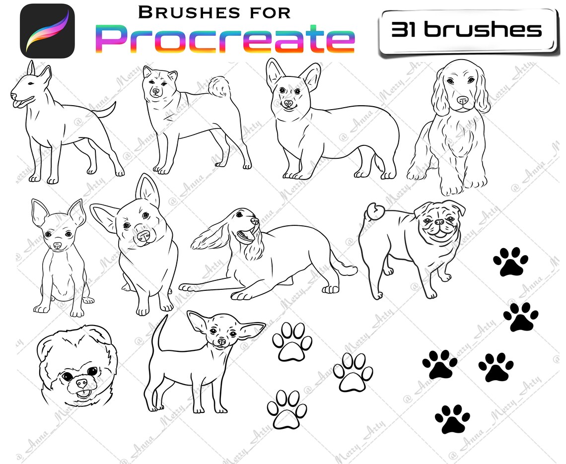 Dogs brush set Procreate Animals brushes Pets brushes Etsy