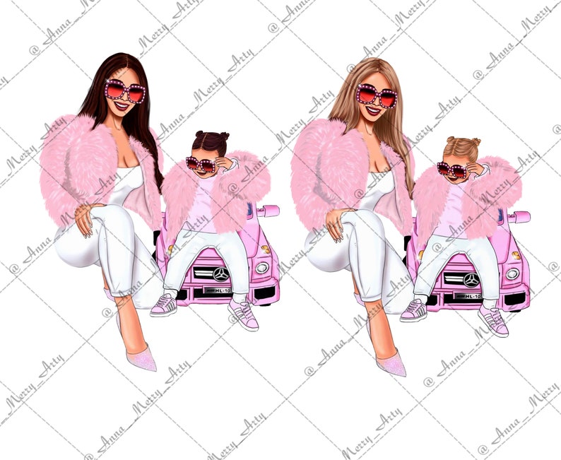 Cool girls clipart Fashion illustration Girls clipart fashion clipart Mom and daughter clipart Digital illustration