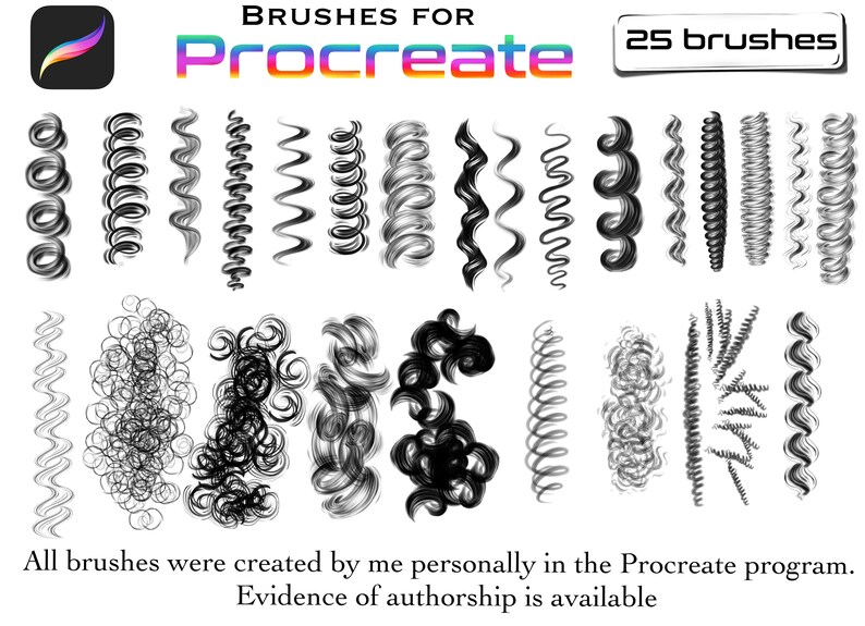 Procreate brushes Curly Hair Procreate brush set Hair Etsy
