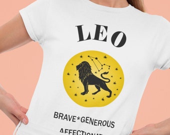 Leo sign zodiac birthday with lucky color and personality trait png digital download