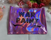 8x6 quot WAR PAINT Liquid Eyeliner Holographic Rainbow Pink Makeup Cosmetic Bag Storage Brushes Cute Kawaii Christmas Birthday Funny Gift