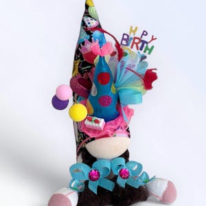 Happy Birthday Girl Gnome - Kitchen Decor - Farmhouse Decor - Tiered Tray Decor - Birthday Gnome - Birthday Cake Gnome - Holiday Gnome
