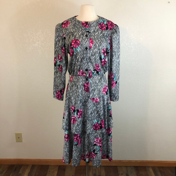 1980s does 1940s Abstract Flower Print Dress - image 6