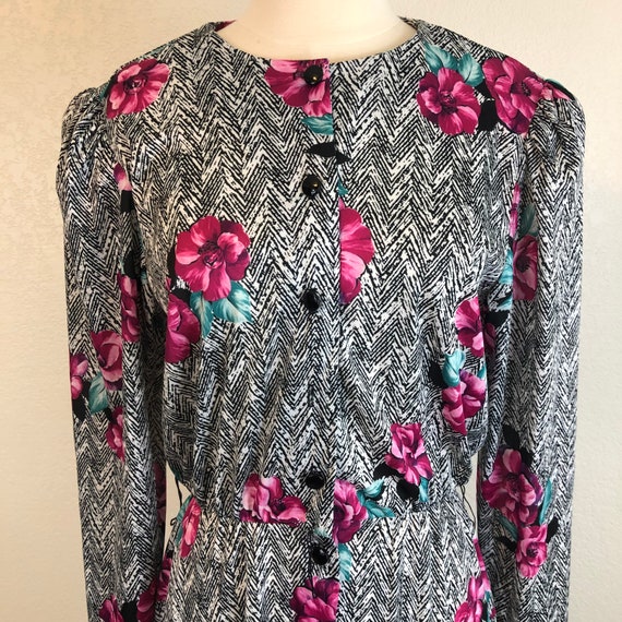 1980s does 1940s Abstract Flower Print Dress - image 2