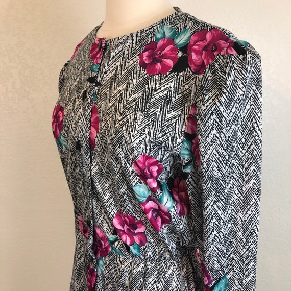 1980s does 1940s Abstract Flower Print Dress - image 5
