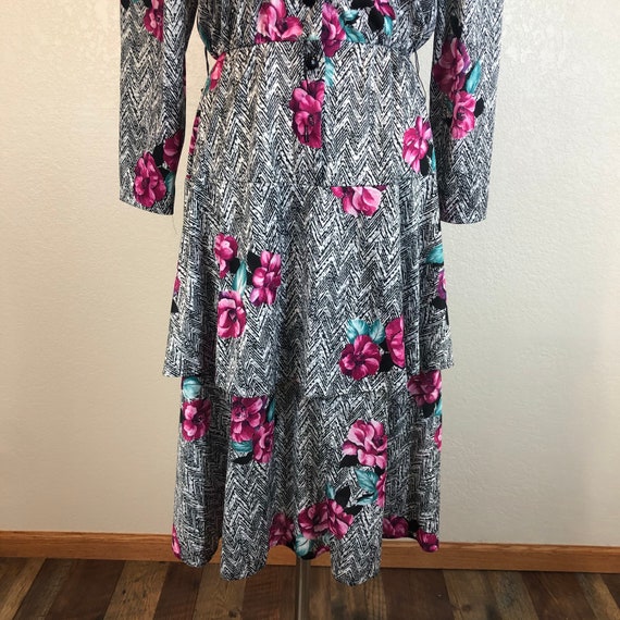 1980s does 1940s Abstract Flower Print Dress - image 3