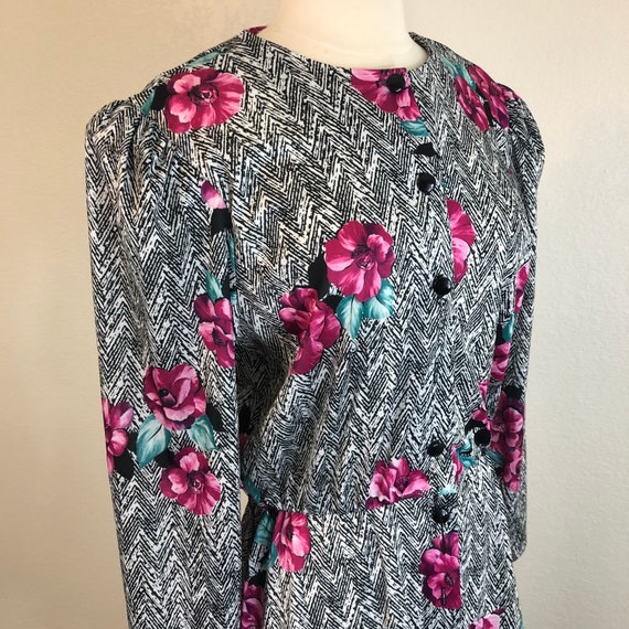 1980s does 1940s Abstract Flower Print Dress - image 4