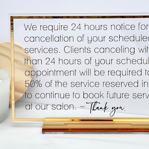 Hair Salon Sign, Shop Policy Sign, Cancellation Policy, Salon Owner