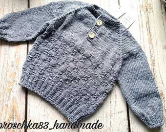 Hand-knitted children's sweater, size 80-86