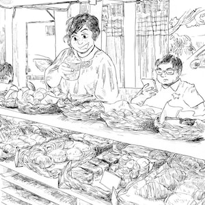 La Monteé - Thai Bakery Travel Drawing Original Poster Print