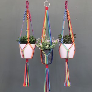 Macrame plant hanger/ macrame rainbow/ hanging planter/ rainbow plant hanger/ pride rainbow/ rainbow gifts/ home decor