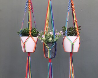 Macrame plant hanger/ macrame rainbow/ hanging planter/ rainbow plant hanger/ pride rainbow/ rainbow gifts/ home decor
