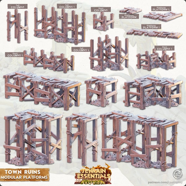 Town Ruins - Modular Platforms - 3D Resin Model - Terrain Essentials 3 -  Cast n Play