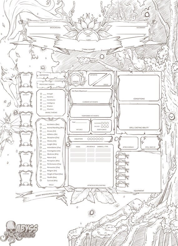 Autumn Fey Custom Character Sheet For Dnd 5e Dungeons And Etsy