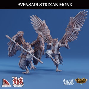 Avensari Strixan Monk - Mighty Skies - Skies of Sordane - 3D Printed Miniature Monster - Arcane Minis - D&D Pathfinder RPG