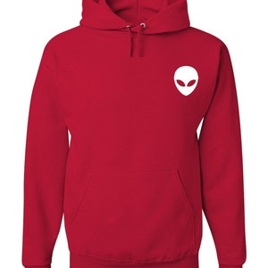 Alien Face UFO Sweatshirt Merkaba Hoodie Red