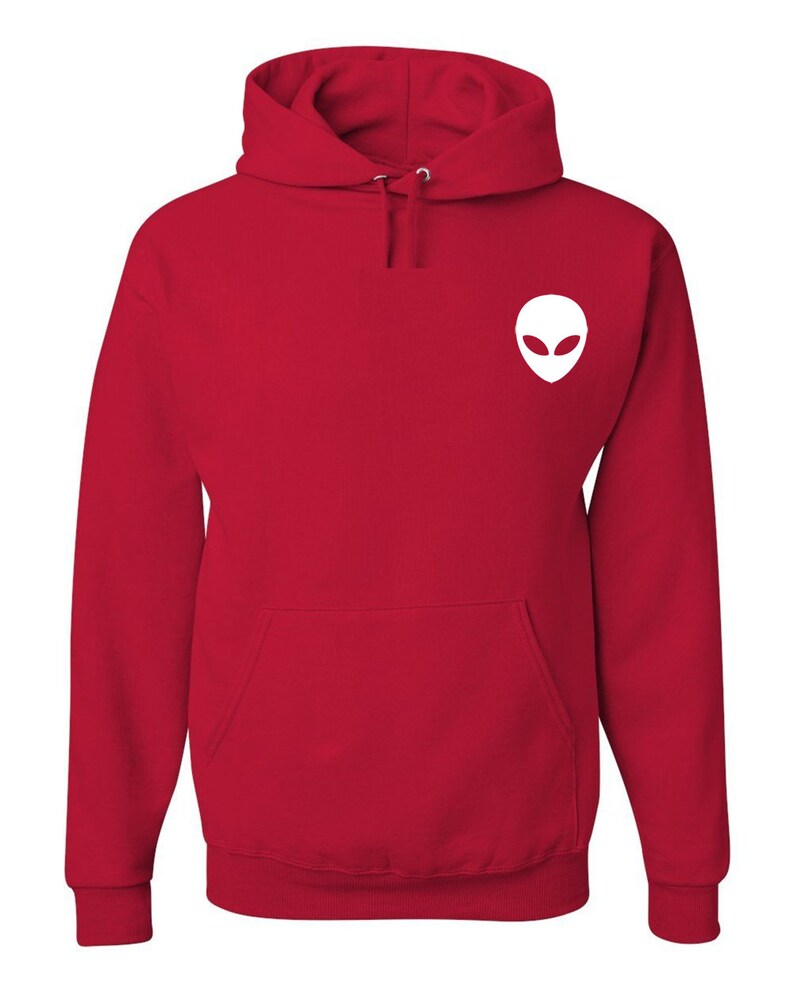 Alien Face UFO Sweatshirt Merkaba Hoodie Red