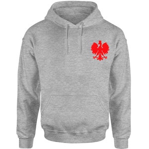 Polish Eagle Polska Flag Sweatshirt Hoodie Sports Gray