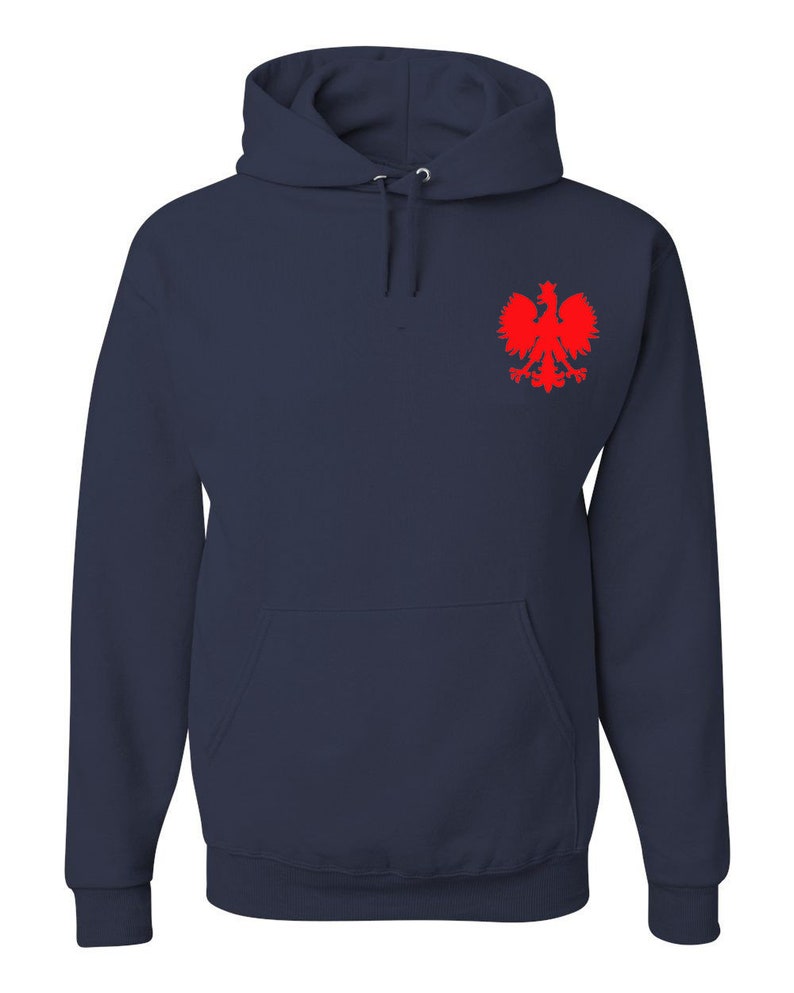 Polish Eagle Polska Flag Sweatshirt Hoodie Navy Blue