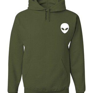 Alien Face UFO Sweatshirt Merkaba Hoodie Green