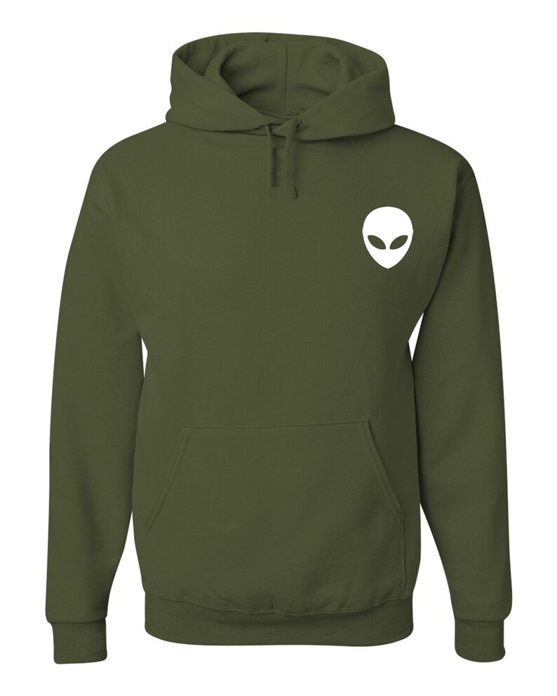 Alien Face UFO Sweatshirt Merkaba Hoodie Green