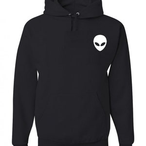 Alien Face UFO Sweatshirt Merkaba Hoodie Black