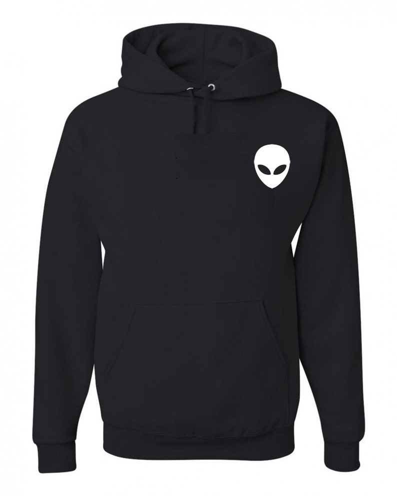 Alien Face UFO Sweatshirt Merkaba Hoodie Black