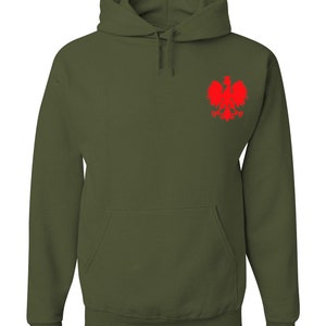 Polish Eagle Polska Flag Sweatshirt Hoodie Olive Green