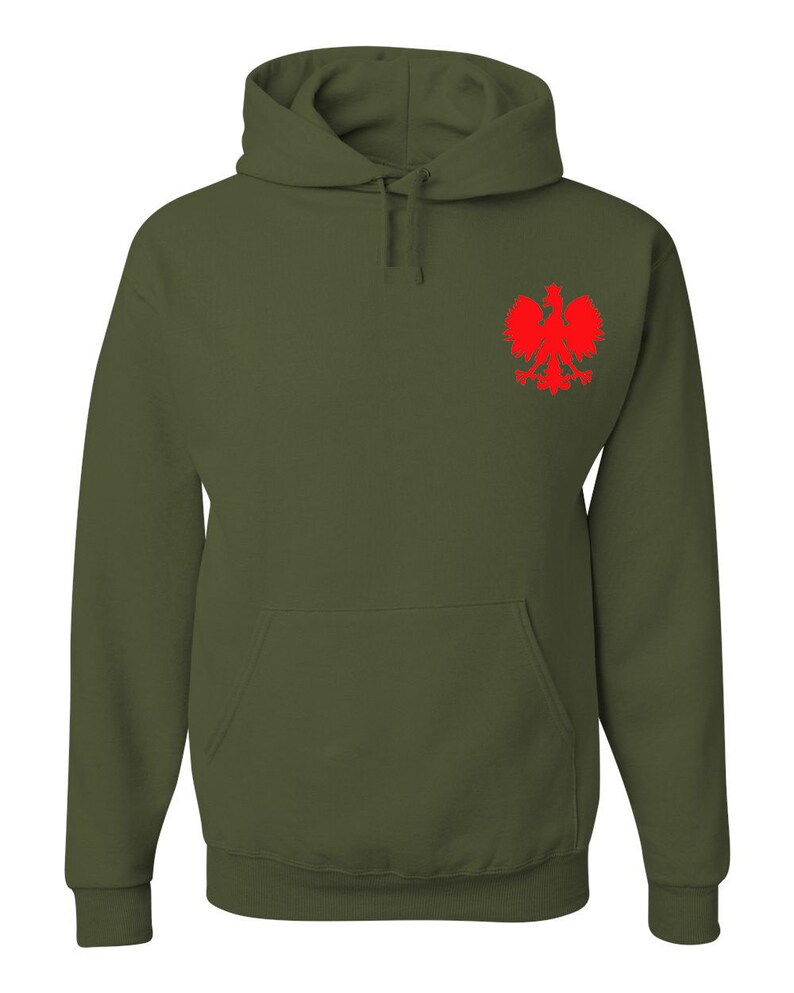 Polish Eagle Polska Flag Sweatshirt Hoodie Olive Green