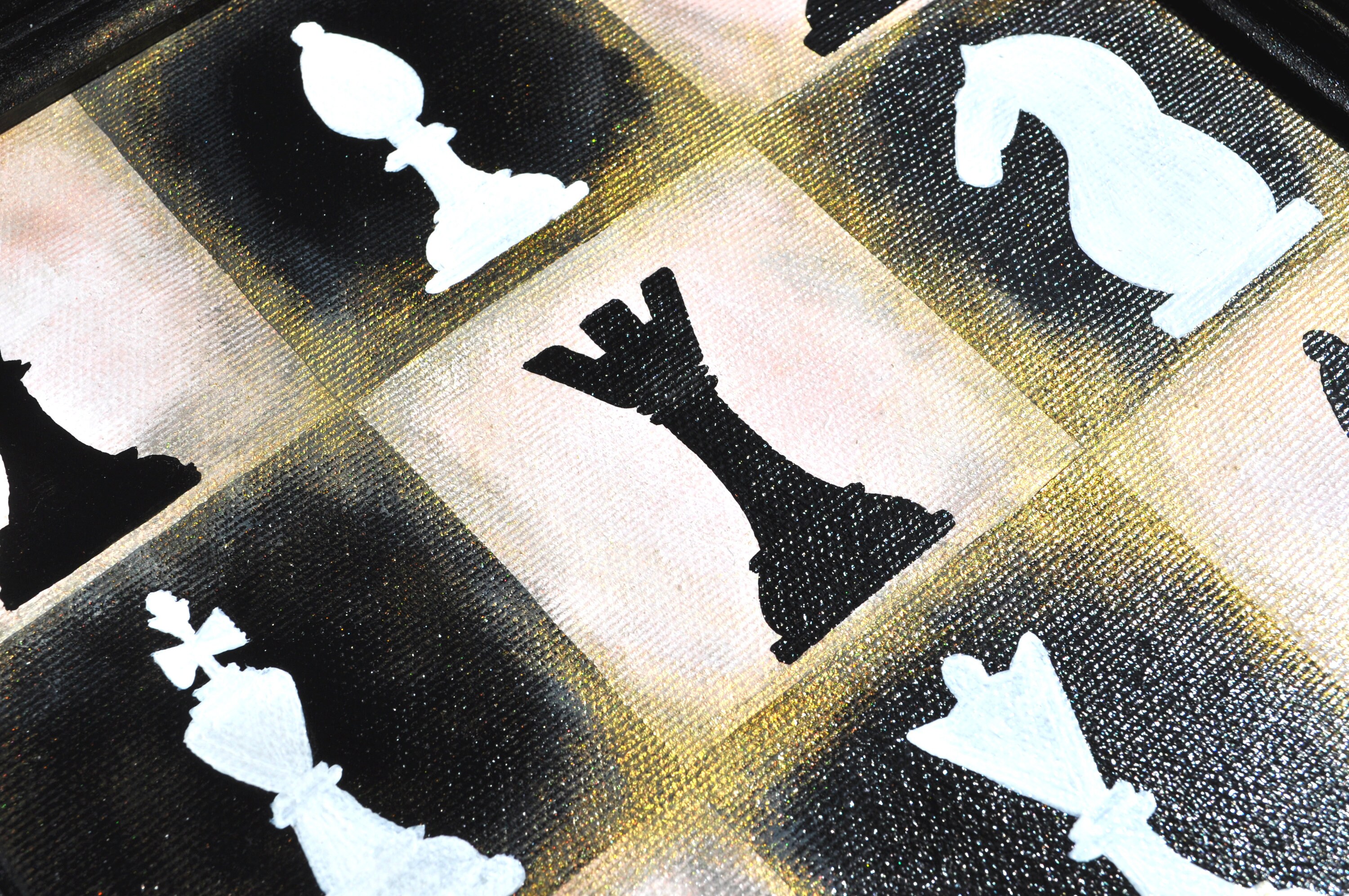 Chess Painting Chessmen Original Acrylic Art Chessboard Wall Etsy