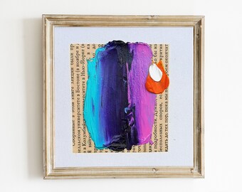 Abstract Oil Painting, 4х4 inch Colorful Wall Art, Square Hand-painted, Texture painting, Contemporary Original Art,