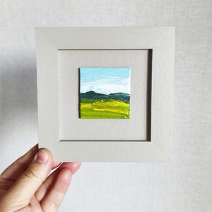 Small Ocean Oil Painting: Abstract Blue Seascape, Framed Original Artwork