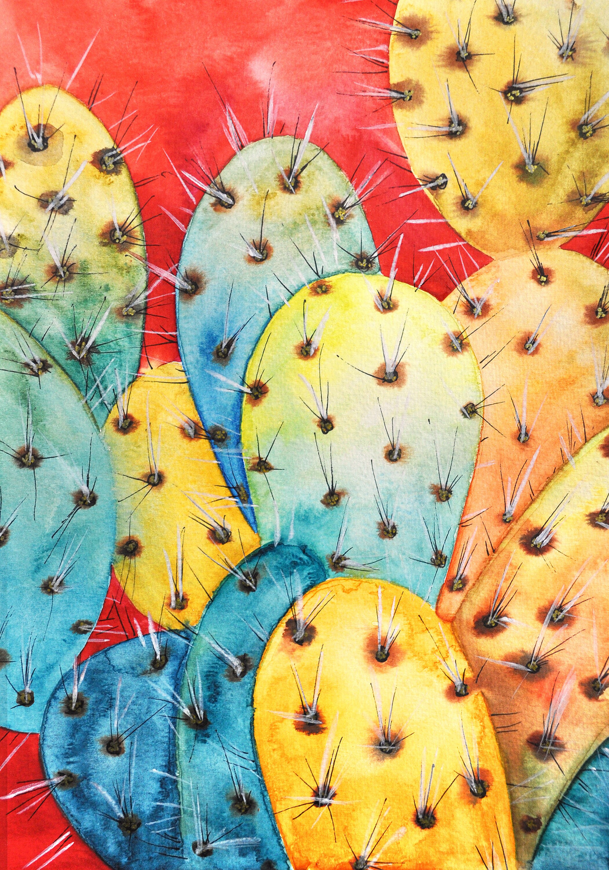 Cactus Original Painting Cacti Art Watercolor Wall Art Arizona Etsy